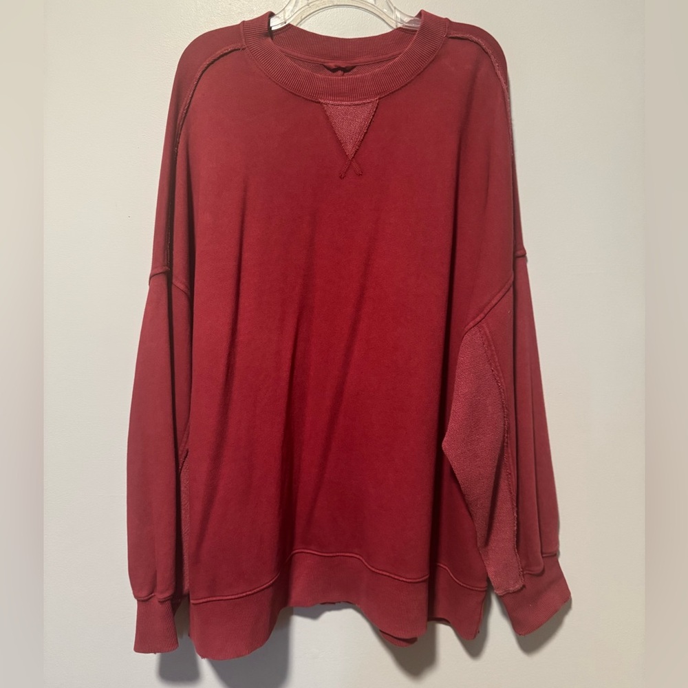 aerie Men's Burgundy Crewneck Sweatshirt